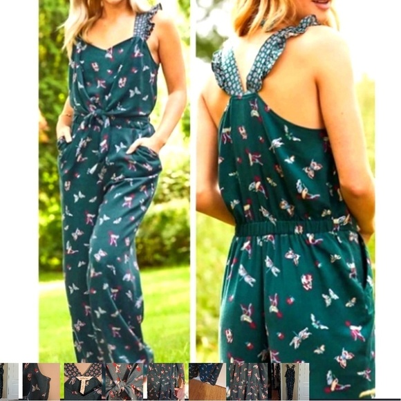 Matilda Jane Dark Green For the Love of Birds Jumpsuit Medium - Picture 1 of 8
